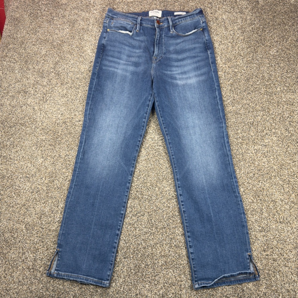 Frame Denim Le High‎ Straight Jeans Womens 30 Blue Medium Wash Side Slit Hem